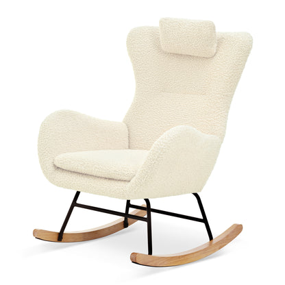 Rocking Chair - with rubber leg and cashmere fabric suitable for living room and bedroom