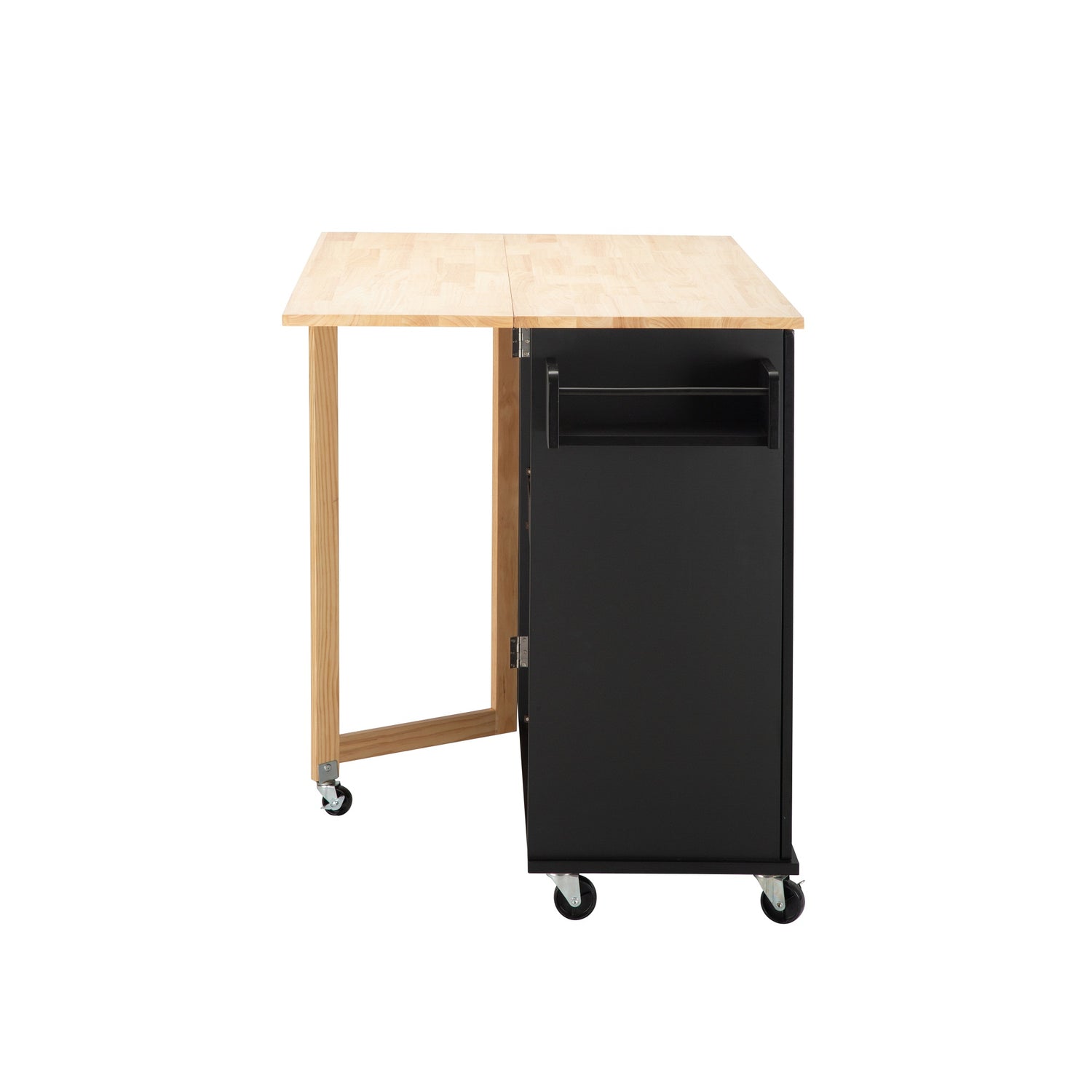 Kitchen Island &amp; Kitchen Cart Mobile Kitehcn Island with Extensible Rubber Wood Table Top