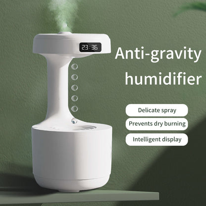 Creative Water Drop Backflow Anti gravity Humidifier Bedroom Office Desktop LED Time Display Smart Home