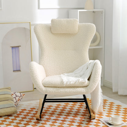 Rocking Chair - with rubber leg and cashmere fabric suitable for living room and bedroom