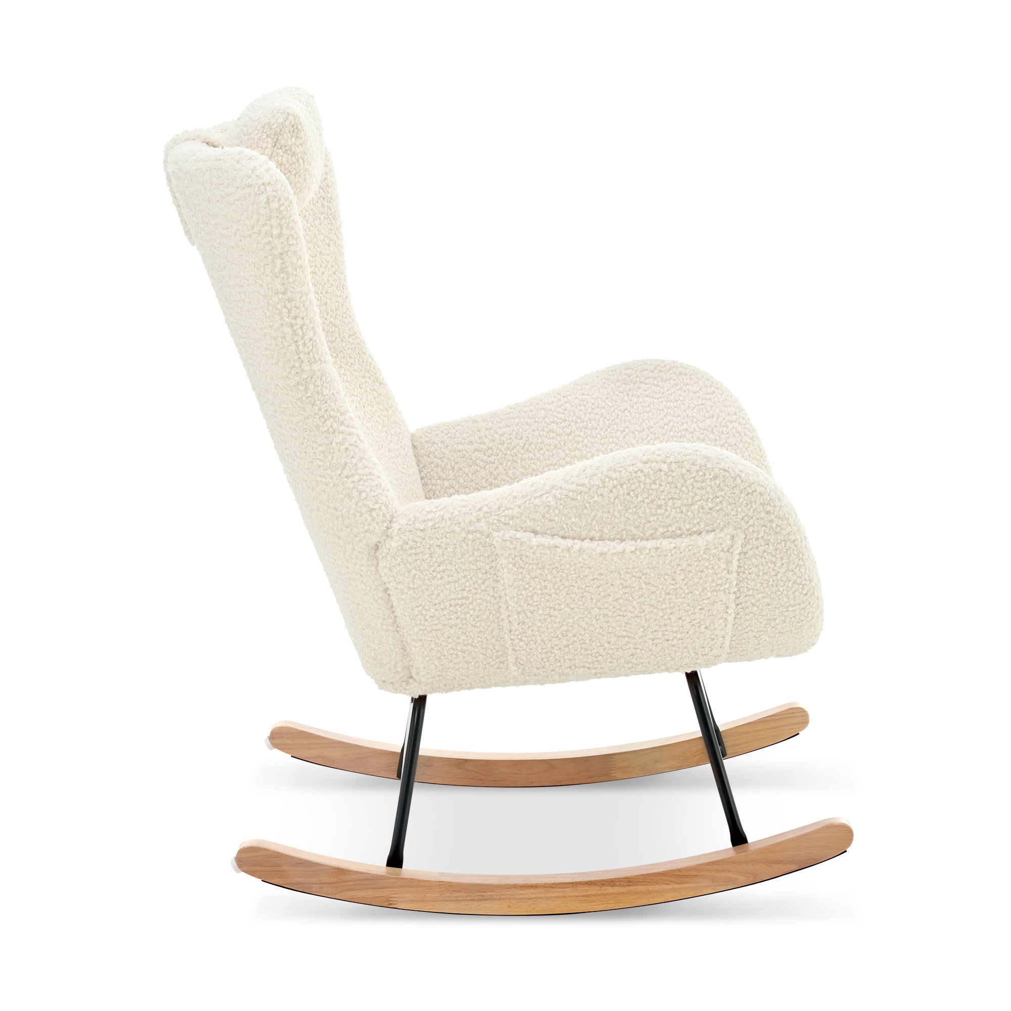 Rocking Chair - with rubber leg and cashmere fabric suitable for living room and bedroom