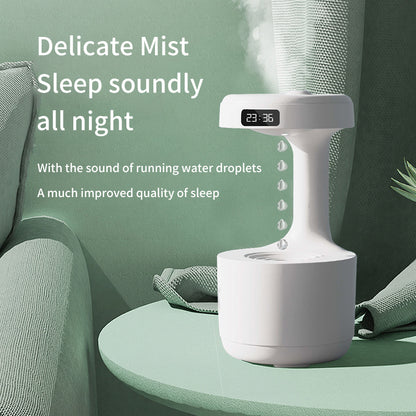 Creative Water Drop Backflow Anti gravity Humidifier Bedroom Office Desktop LED Time Display Smart Home