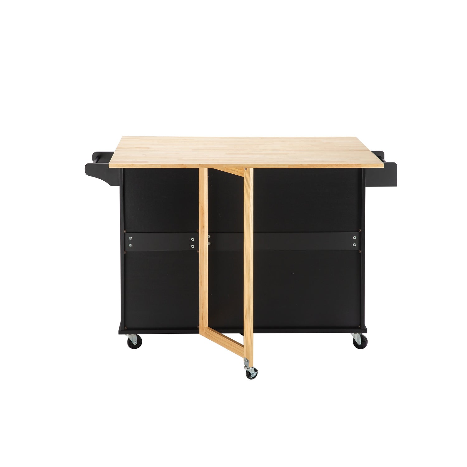 Kitchen Island &amp; Kitchen Cart Mobile Kitehcn Island with Extensible Rubber Wood Table Top