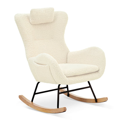 Rocking Chair - with rubber leg and cashmere fabric suitable for living room and bedroom