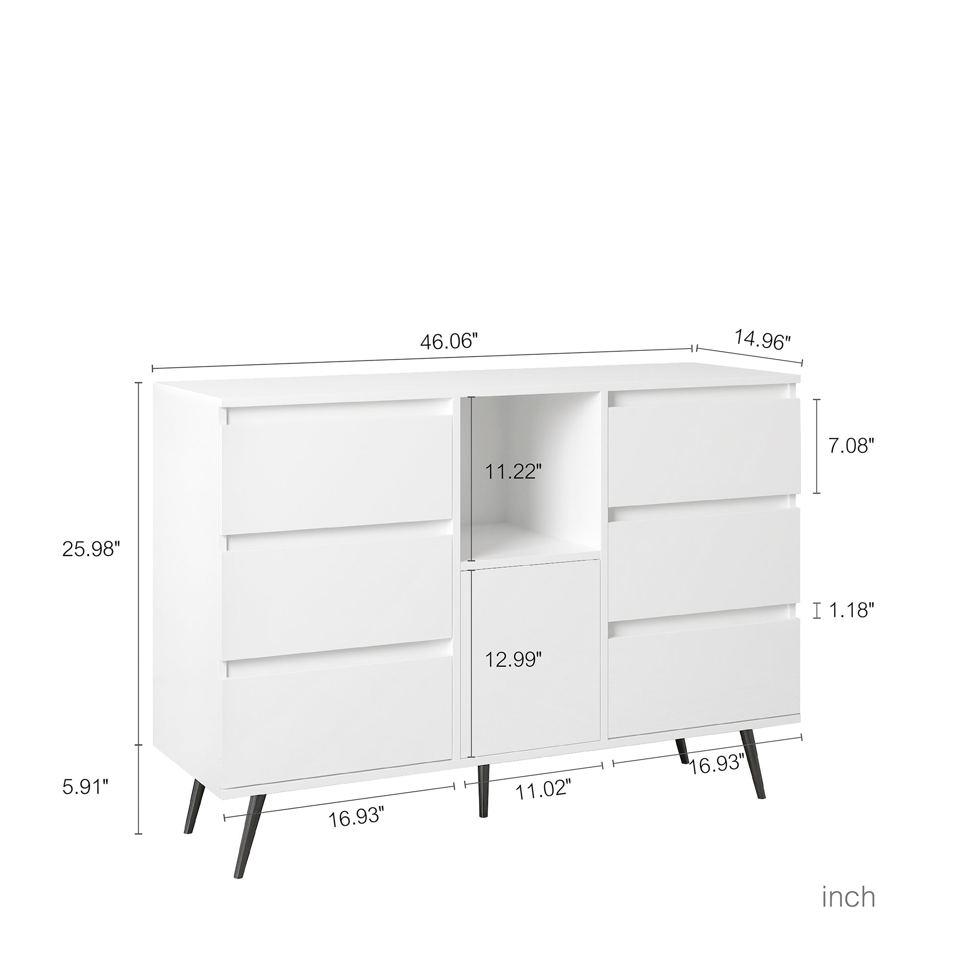 Living Room Sideboard Storage Cabinet White High Gloss with LED Light