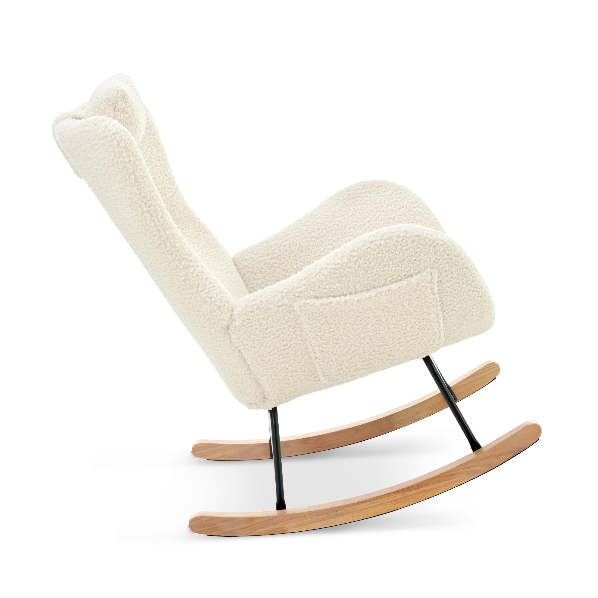 Rocking Chair - with rubber leg and cashmere fabric suitable for living room and bedroom