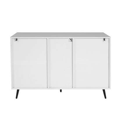 Living Room Sideboard Storage Cabinet White High Gloss with LED Light