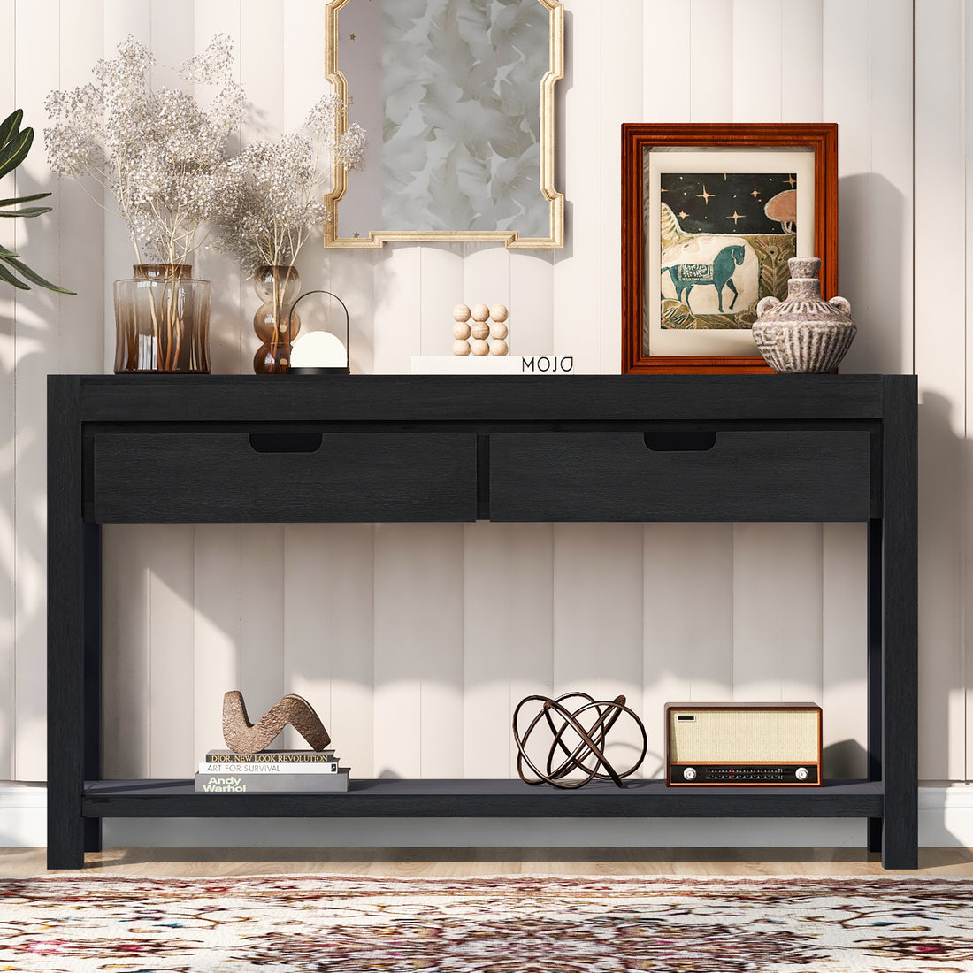 U_STYLE Console Table Entryway Table for Hallway Living Room with 2 Drawers and 1 Shelf